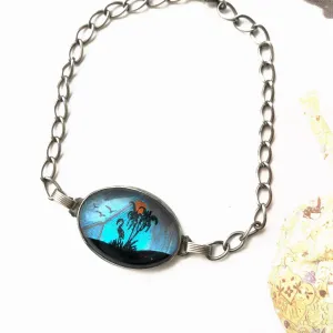 Butterfly Wing Bracelet with Flamingo, Birds and Palm Trees