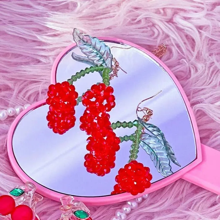 ch-ch-ch-cherry bomb beaded earrings