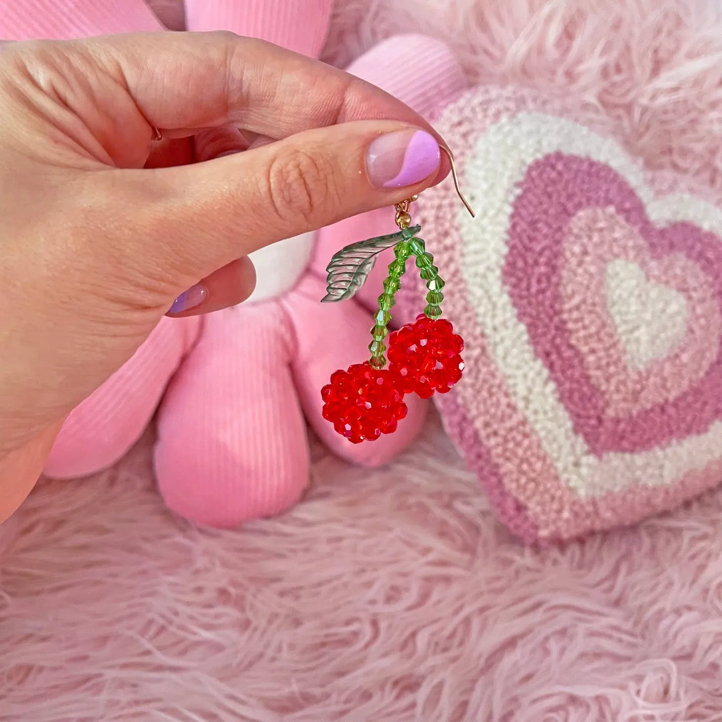 ch-ch-ch-cherry bomb beaded earrings