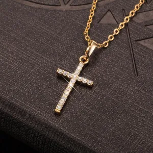 Cherished Rhinestone Studded Cross Stunning Pendant Necklaces