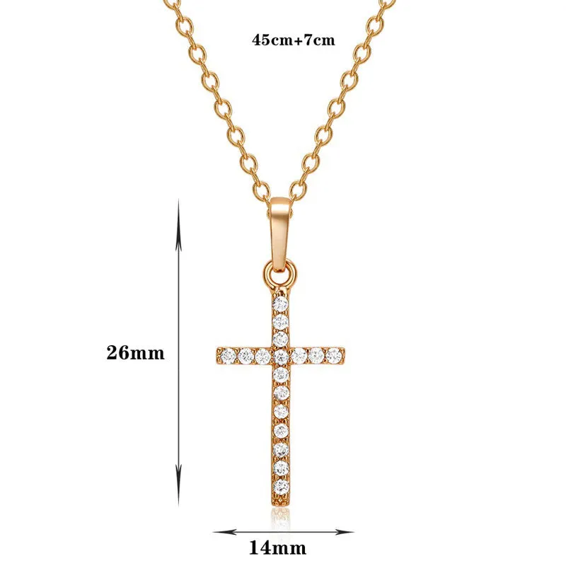 Cherished Rhinestone Studded Cross Stunning Pendant Necklaces