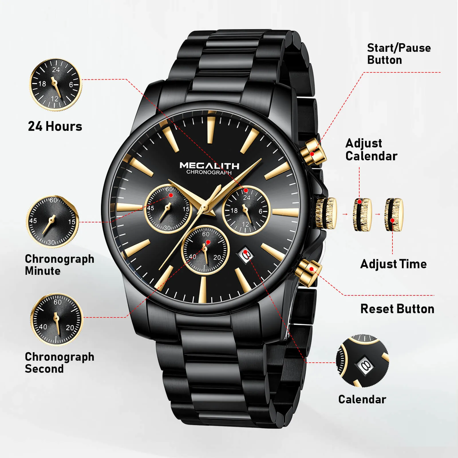 Chronograph Watch | Stainless Steel Band | 8264M