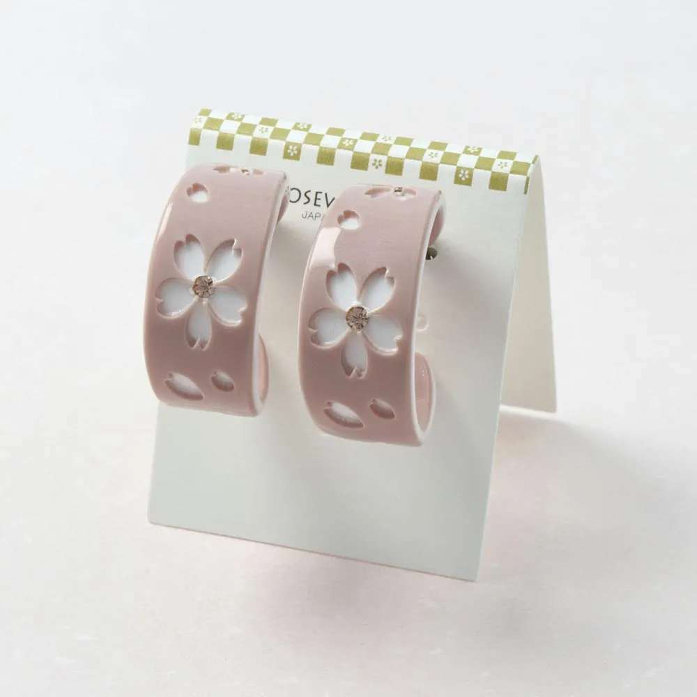Chunky Sakura Hoop Earrings