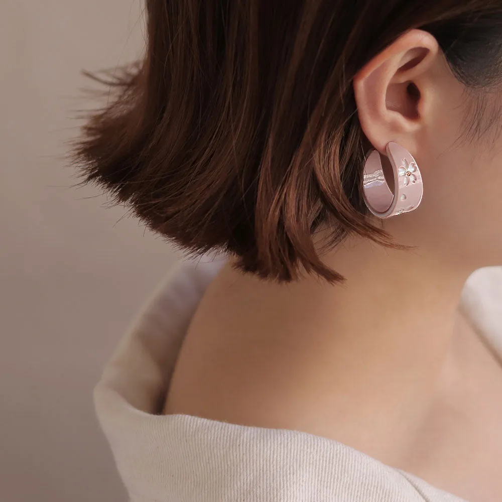 Chunky Sakura Hoop Earrings
