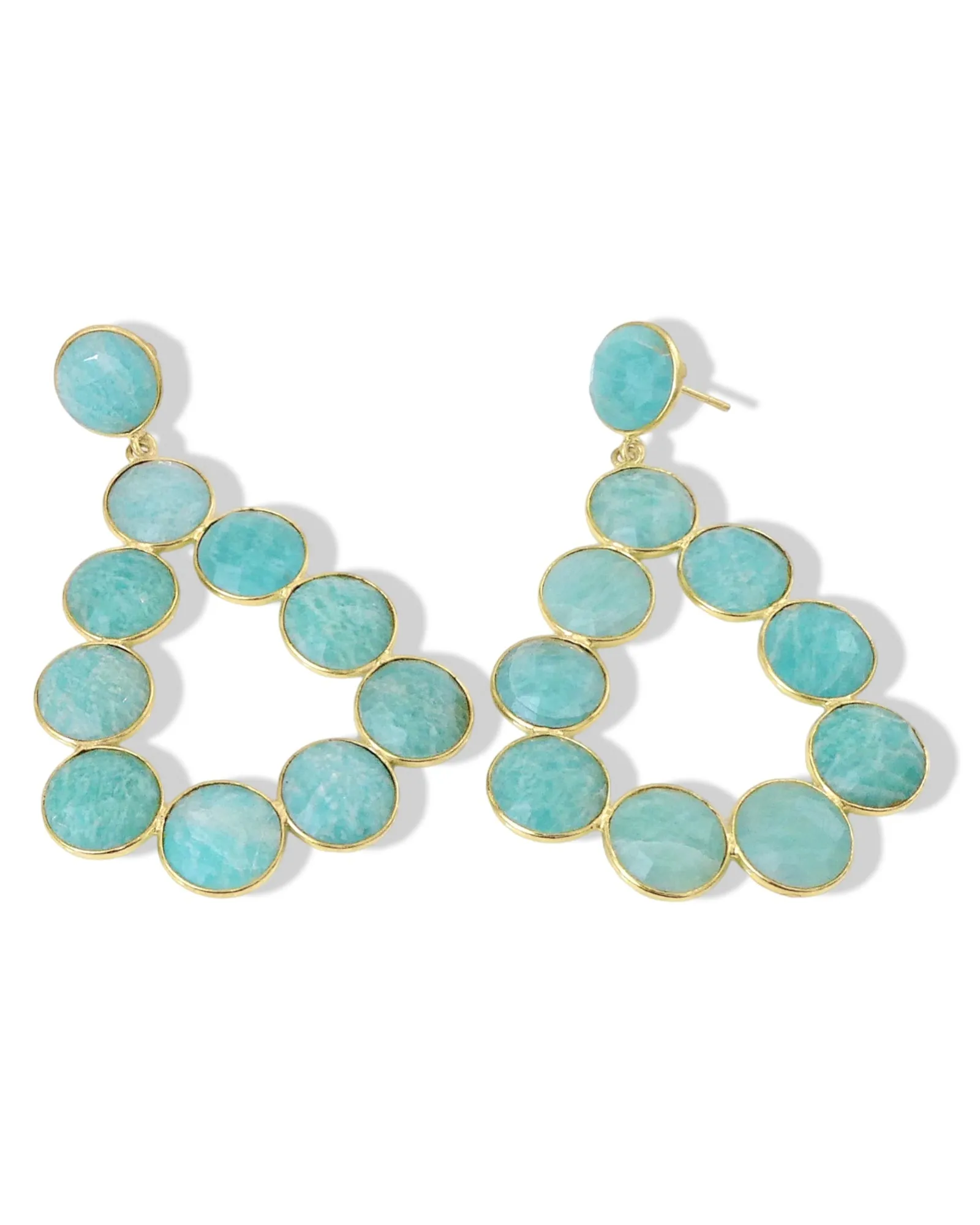 Coin Gemstone Teardrop Earrings