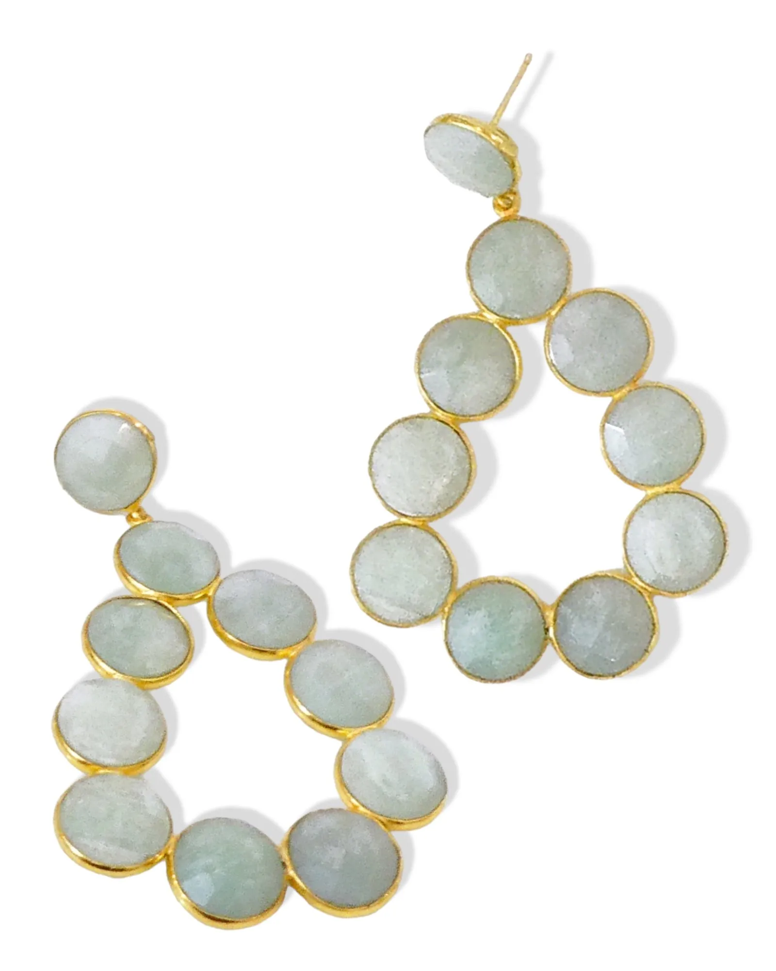 Coin Gemstone Teardrop Earrings