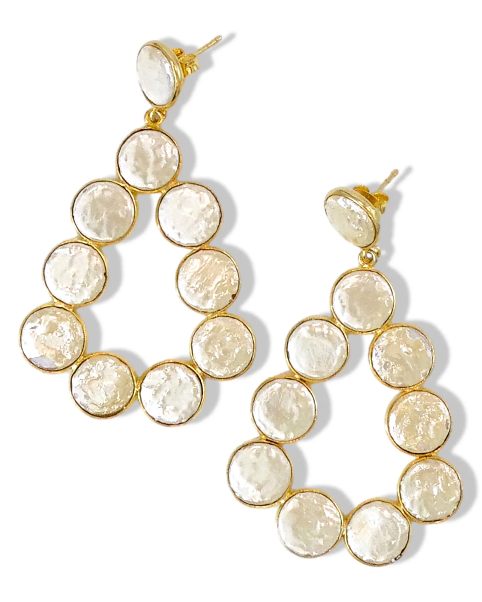 Coin Gemstone Teardrop Earrings