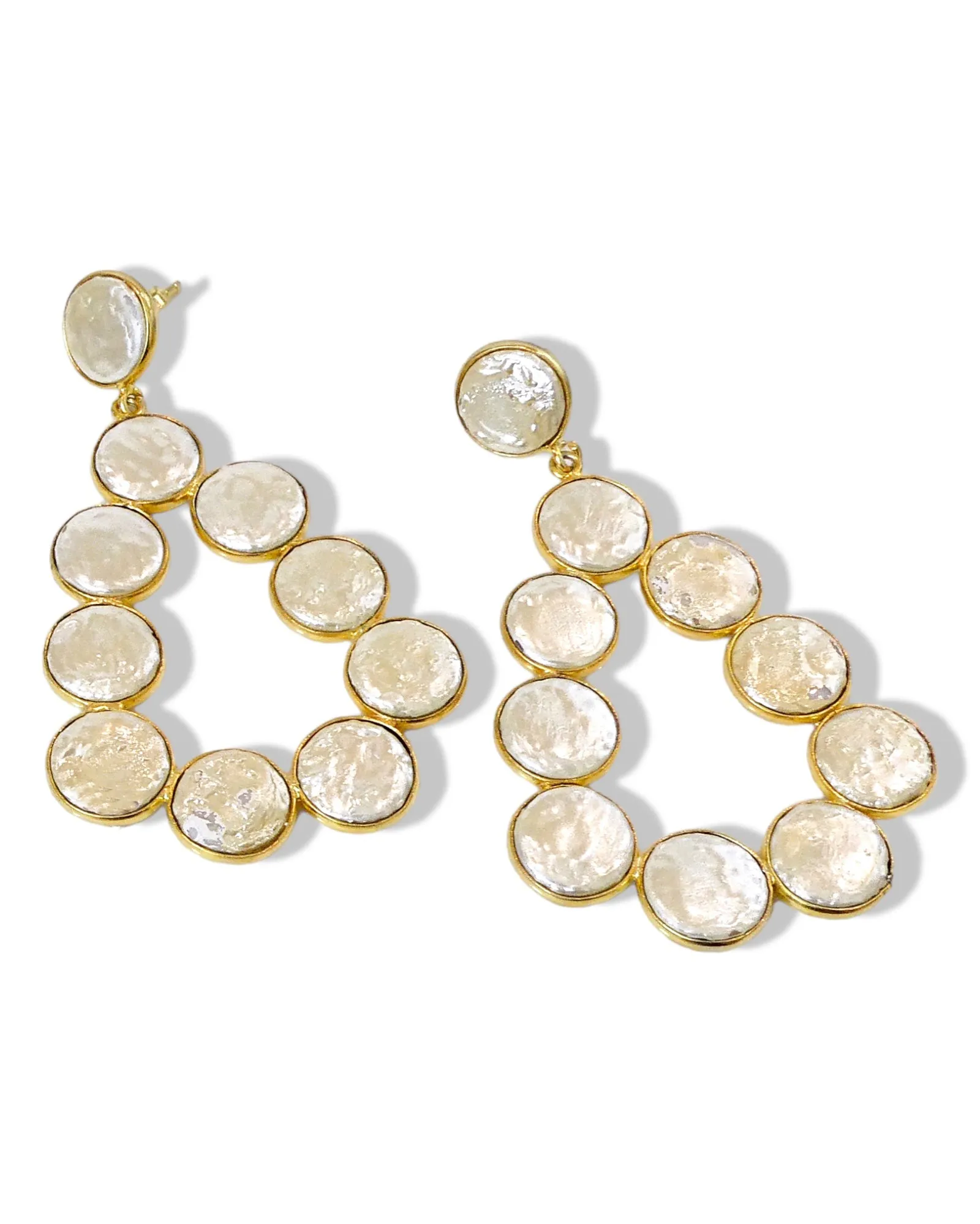 Coin Gemstone Teardrop Earrings