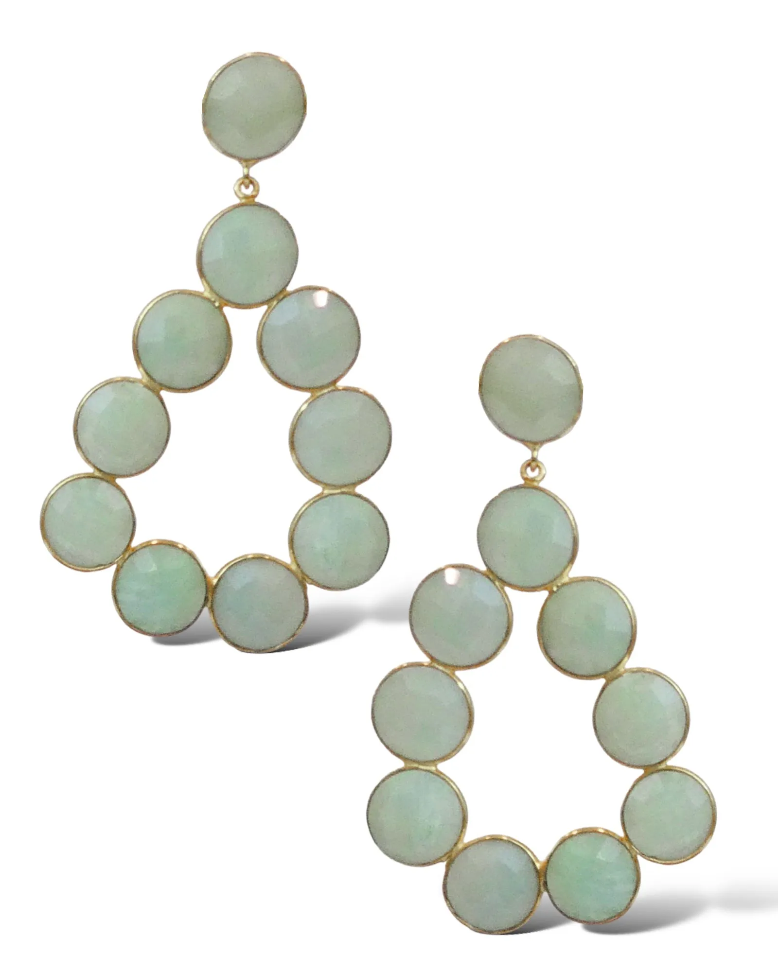 Coin Gemstone Teardrop Earrings