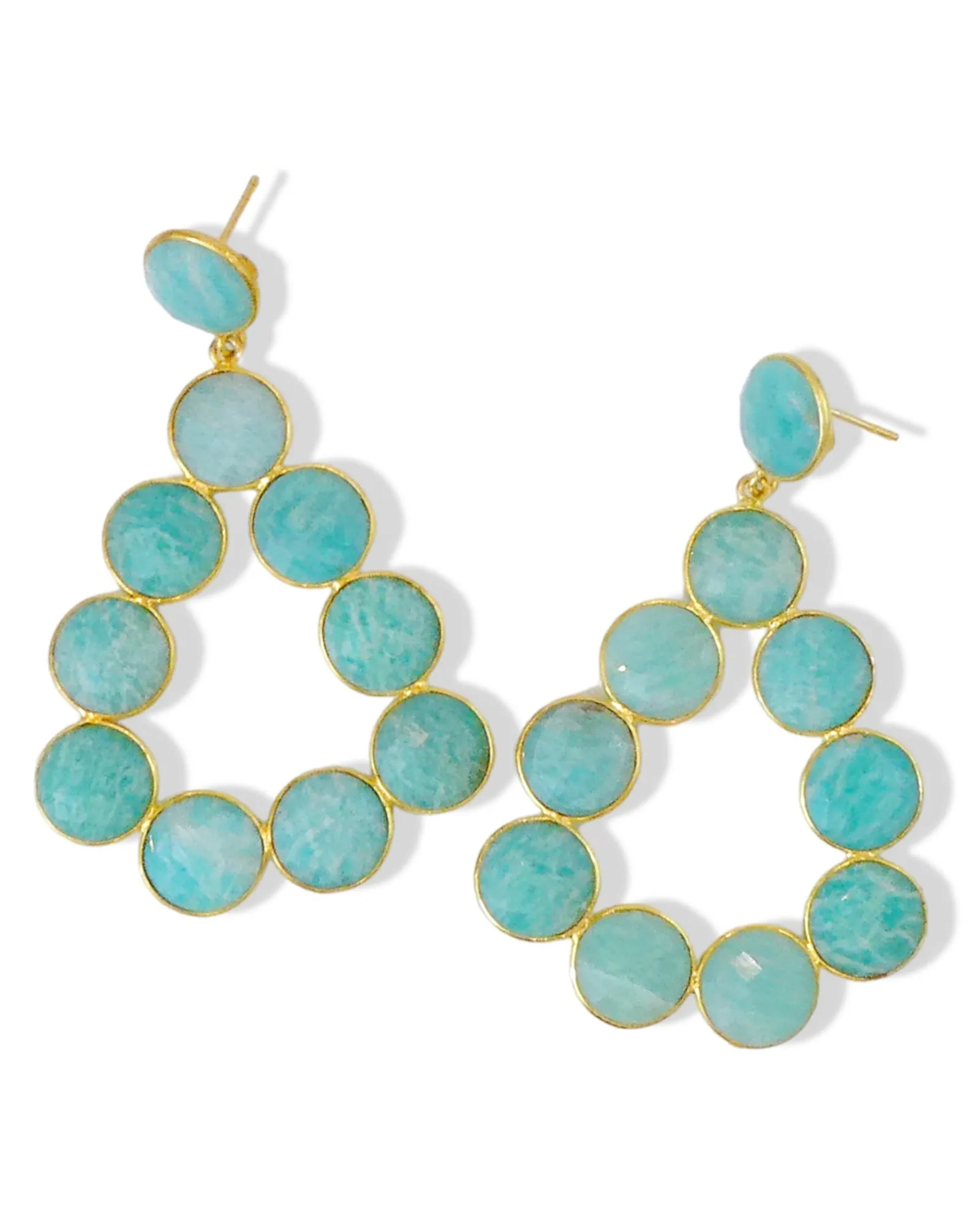 Coin Gemstone Teardrop Earrings