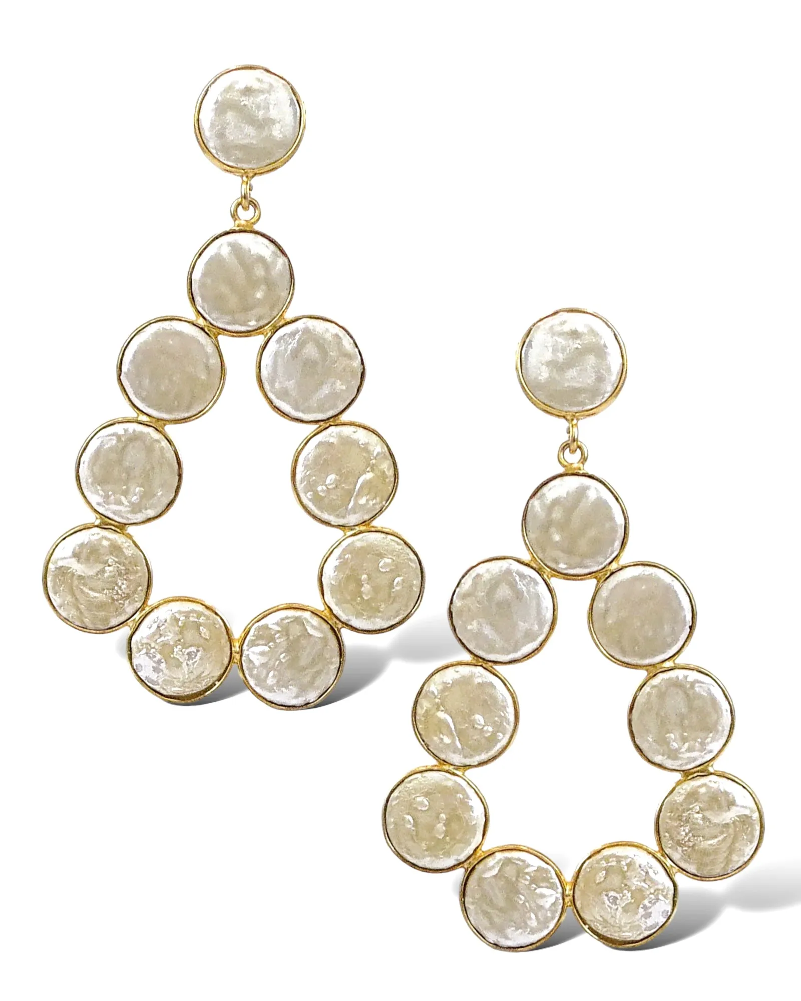Coin Gemstone Teardrop Earrings