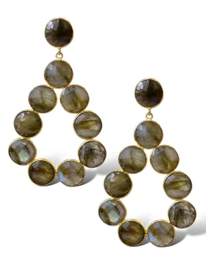 Coin Gemstone Teardrop Earrings