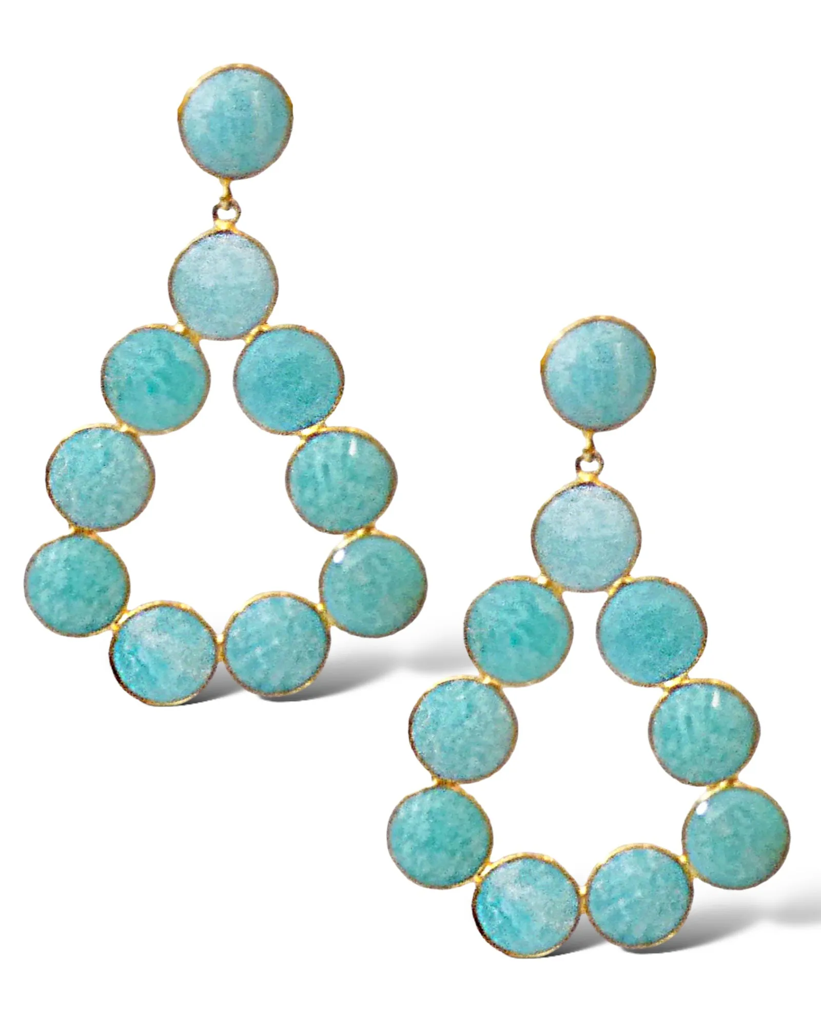 Coin Gemstone Teardrop Earrings