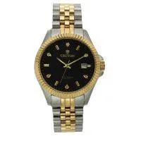 Croton Mens Stainless Steel Two Tone Diamond Marker Watch