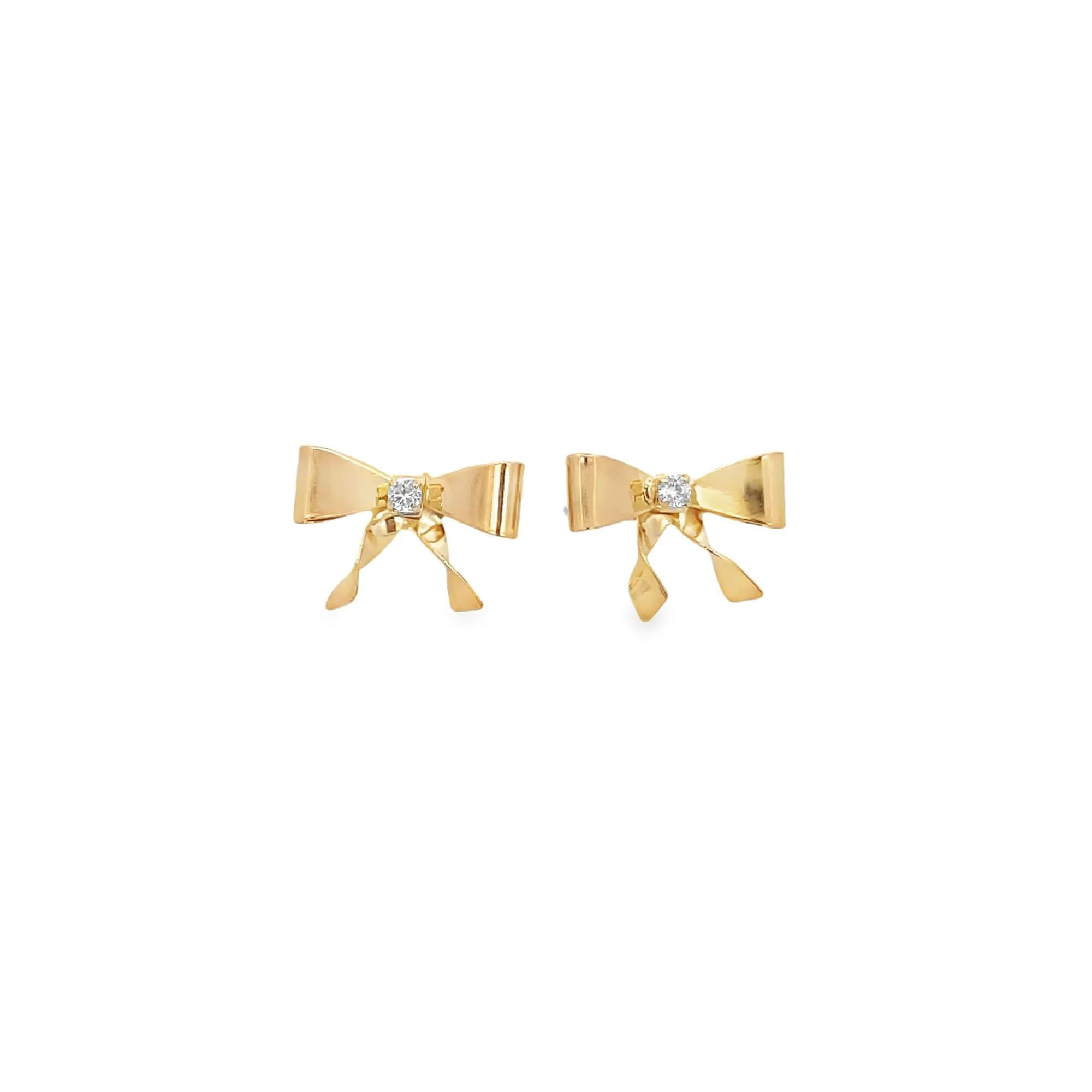CZ Stone Ribbon Bowtie Stud Earrings (L402A)
