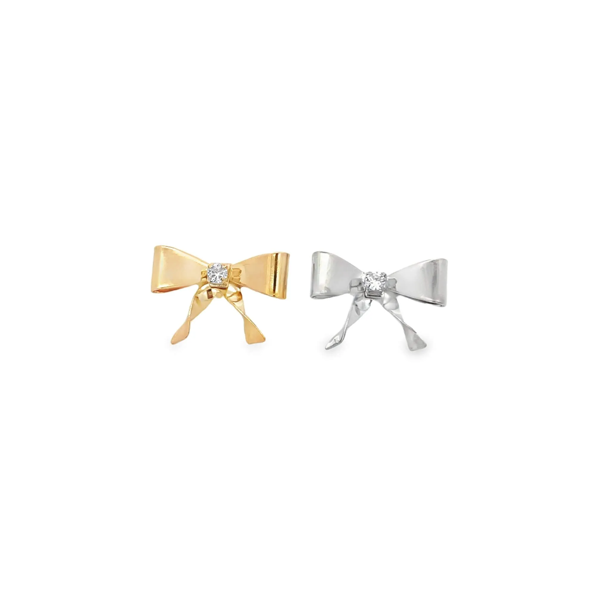 CZ Stone Ribbon Bowtie Stud Earrings (L402A)
