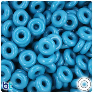 Dark Turquoise Opaque 14mm Ring Plastic Beads (100pcs)