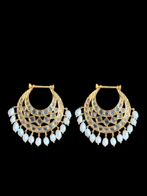 DER353 Yeshma gold  plated chandbali with fresh water pearls (READY TO SHIP )