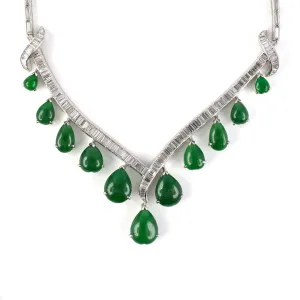 Diamond & Jadeite Tapered 'V' Festoon Necklace
