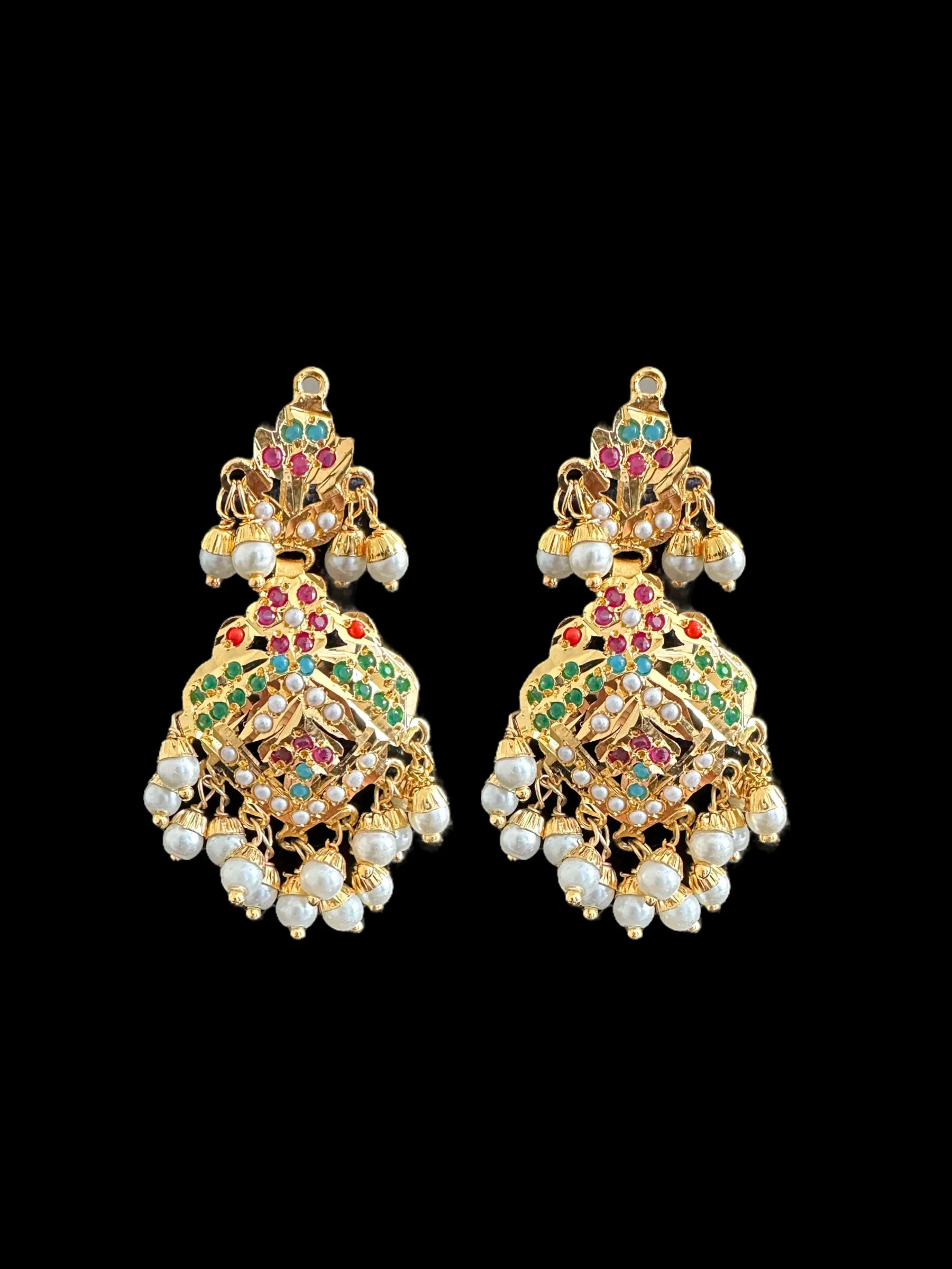 DNS127 jadau necklace in navratan  ( SHIPS IN 4 WEEKS  )