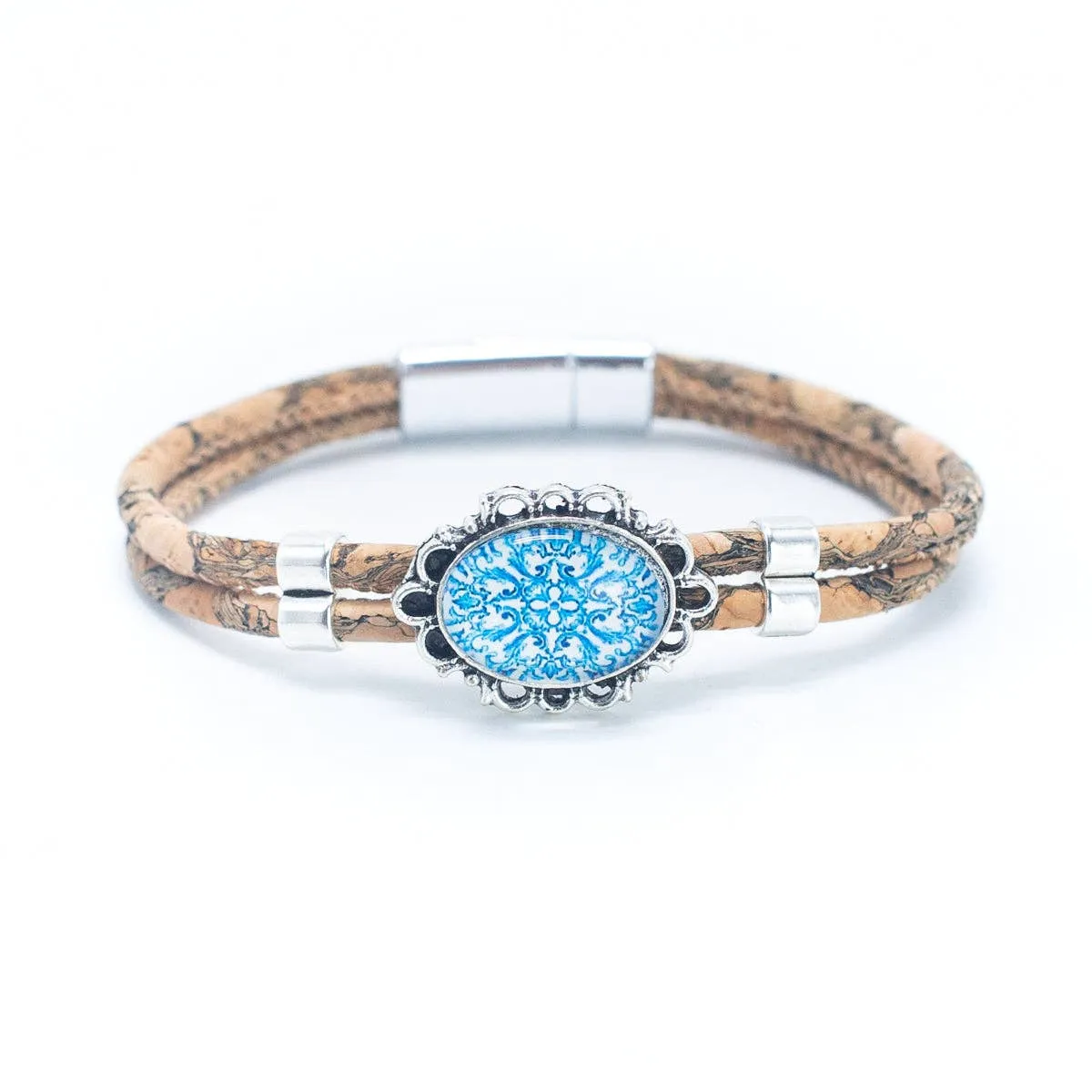 Double Cork Cord Bracelet with Azure Charm