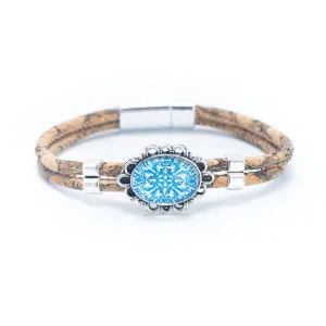 Double Cork Cord Bracelet with Azure Charm