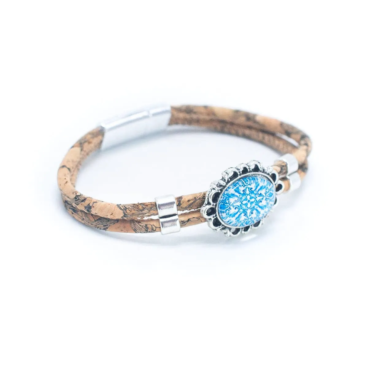 Double Cork Cord Bracelet with Azure Charm