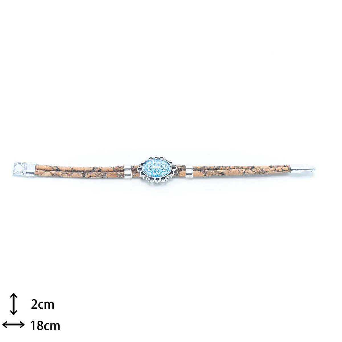 Double Cork Cord Bracelet with Azure Charm