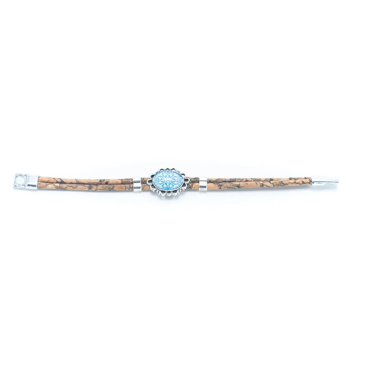 Double Cork Cord Bracelet with Azure Charm