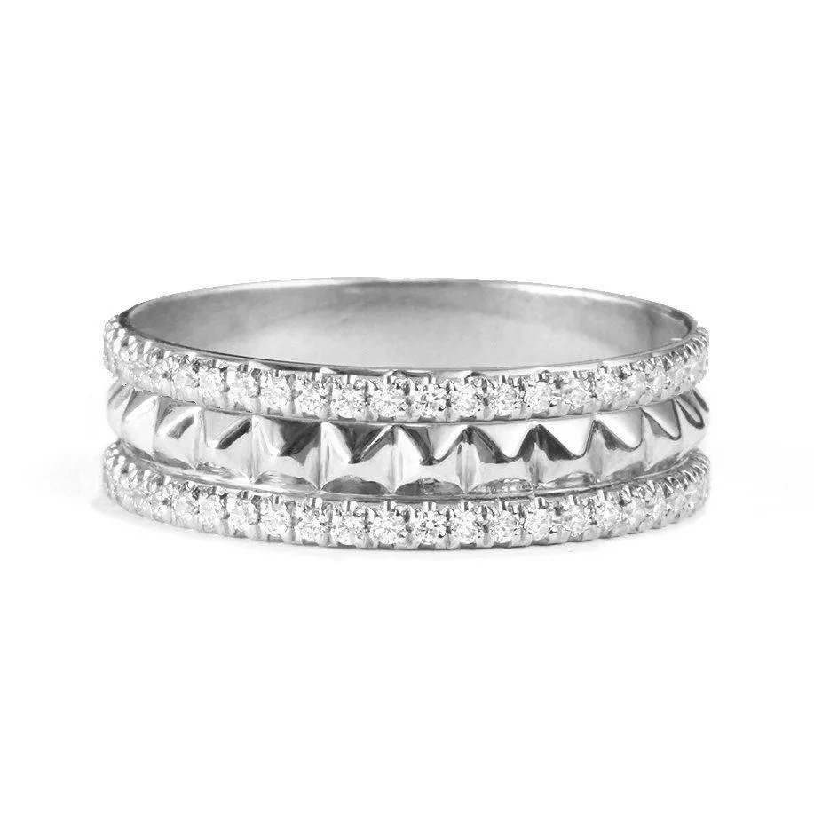 Double Eternity Gold Pyramids & Diamonds Band