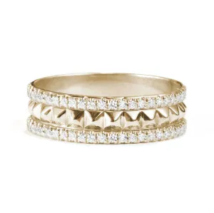 Double Eternity Gold Pyramids & Diamonds Band