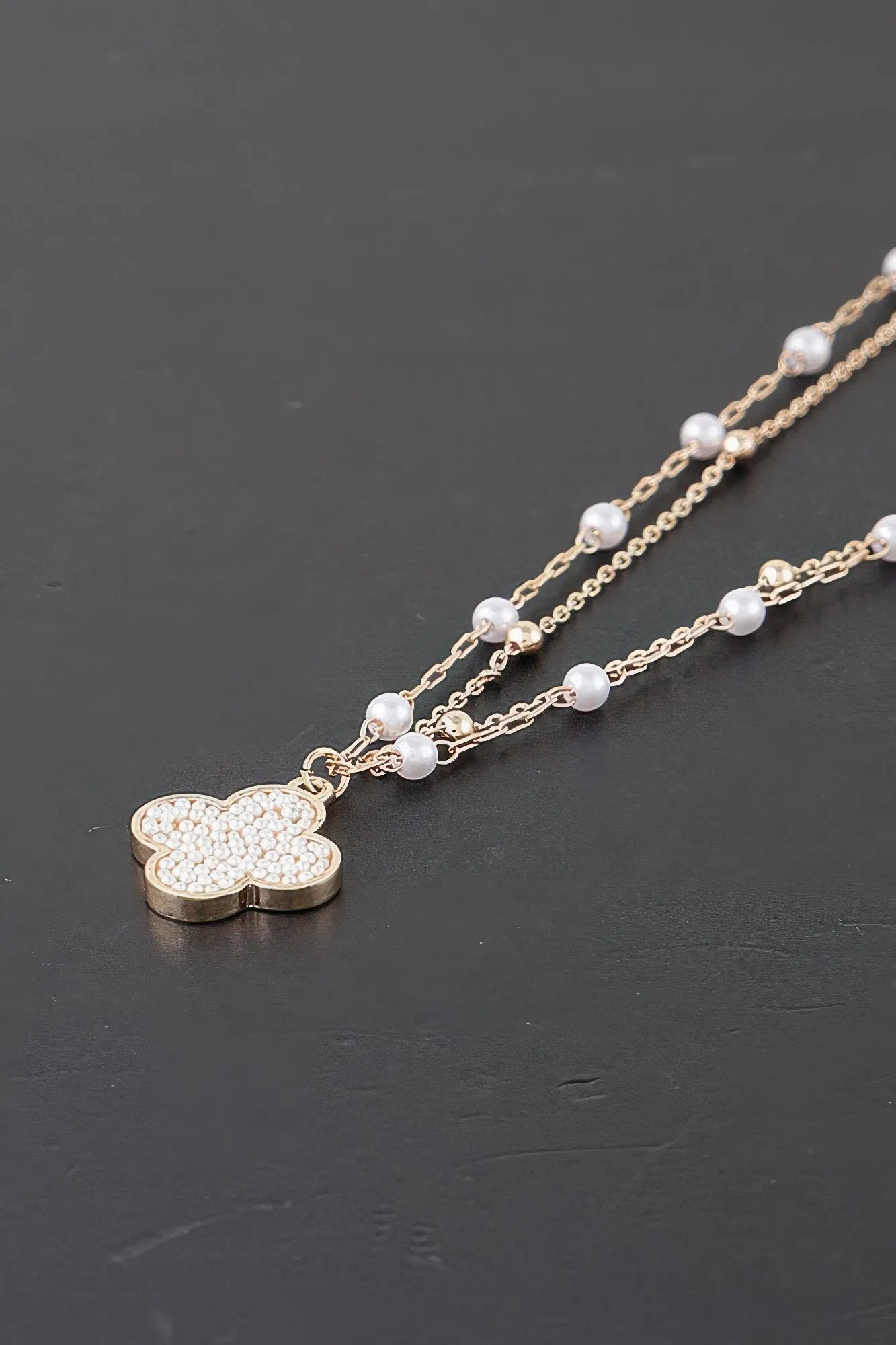 Double Pearled Clover Necklace