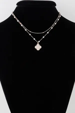 Double Pearled Clover Necklace