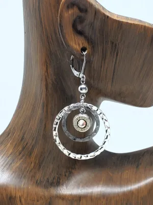 Double Round Textured Hoop Bullet Earrings