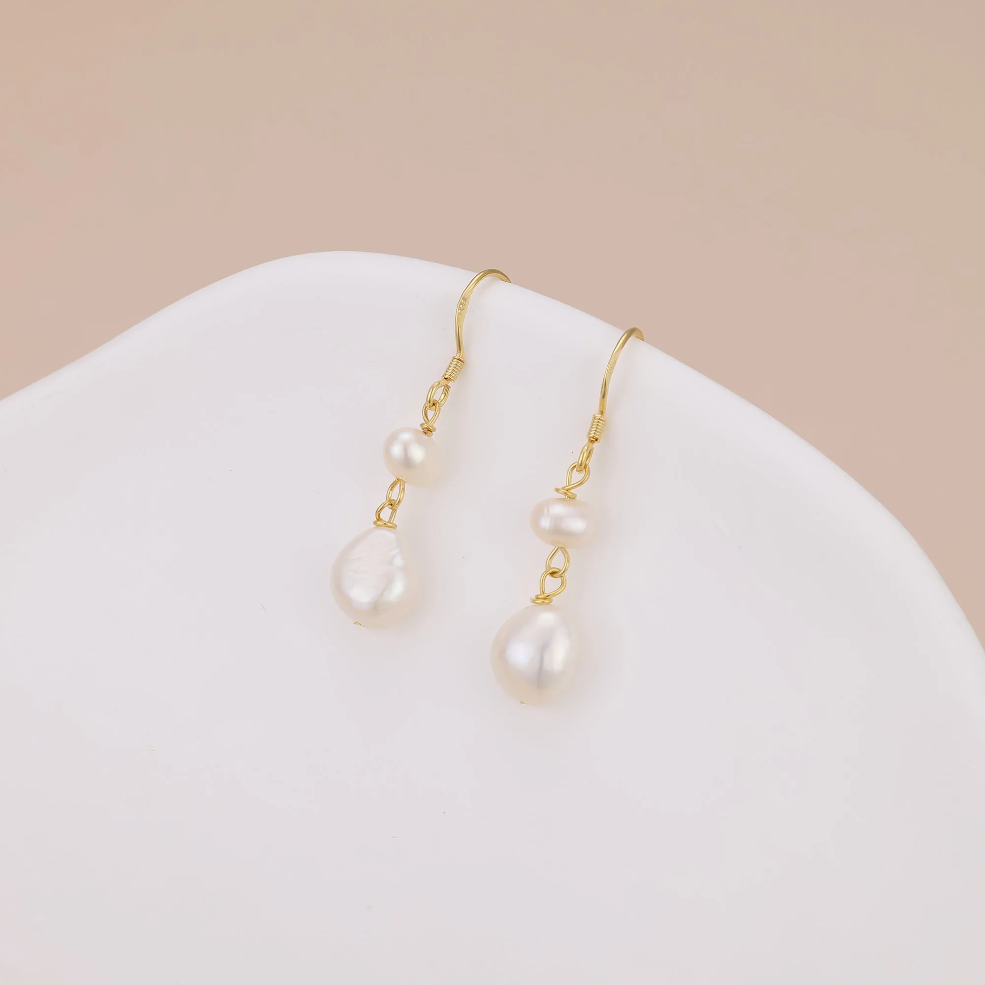 E180 freshwater pearl drop dangle earrings
