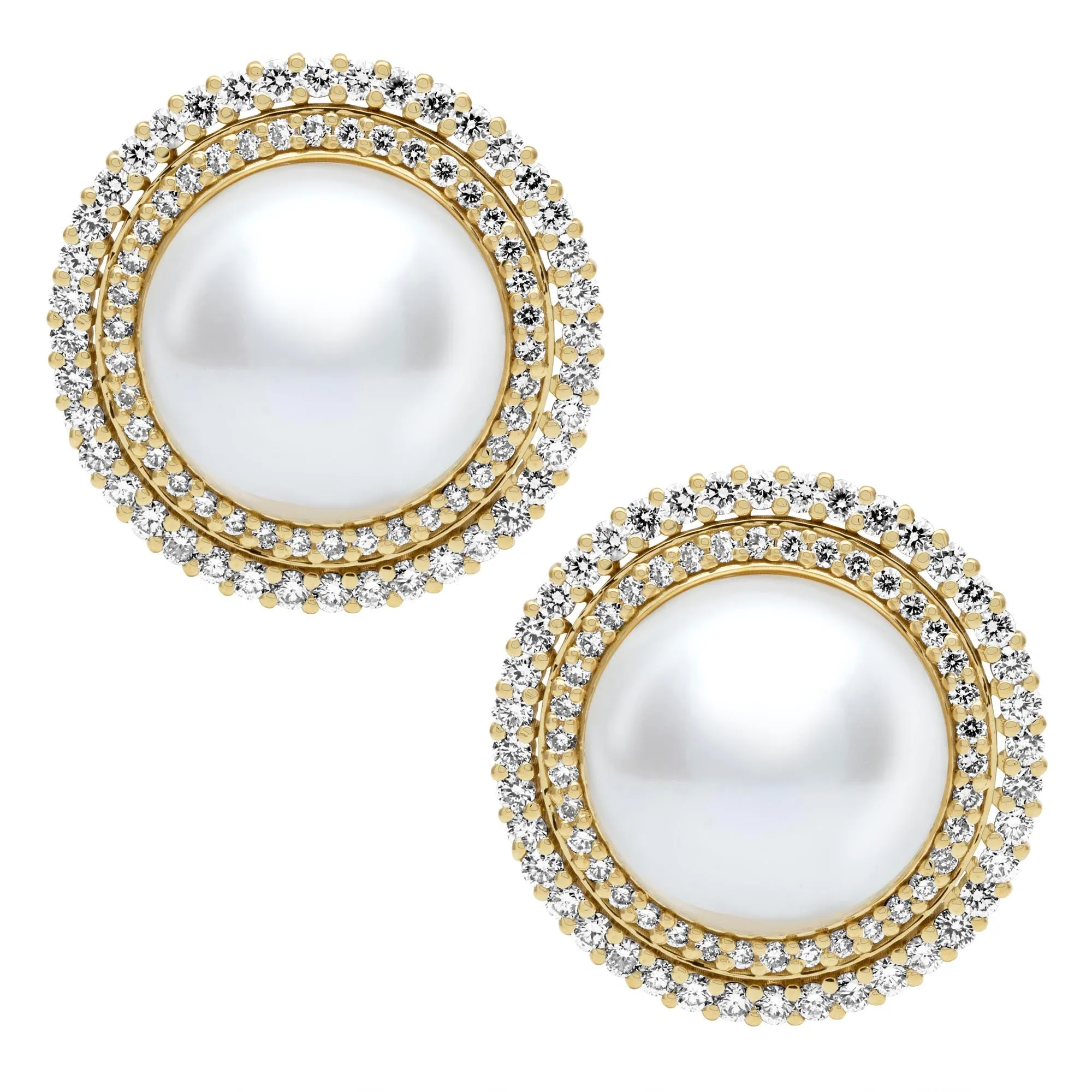 Earrings - Fresh Water Pearl And Diamond (2389C)