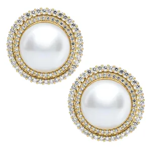 Earrings - Fresh Water Pearl And Diamond (2389C)