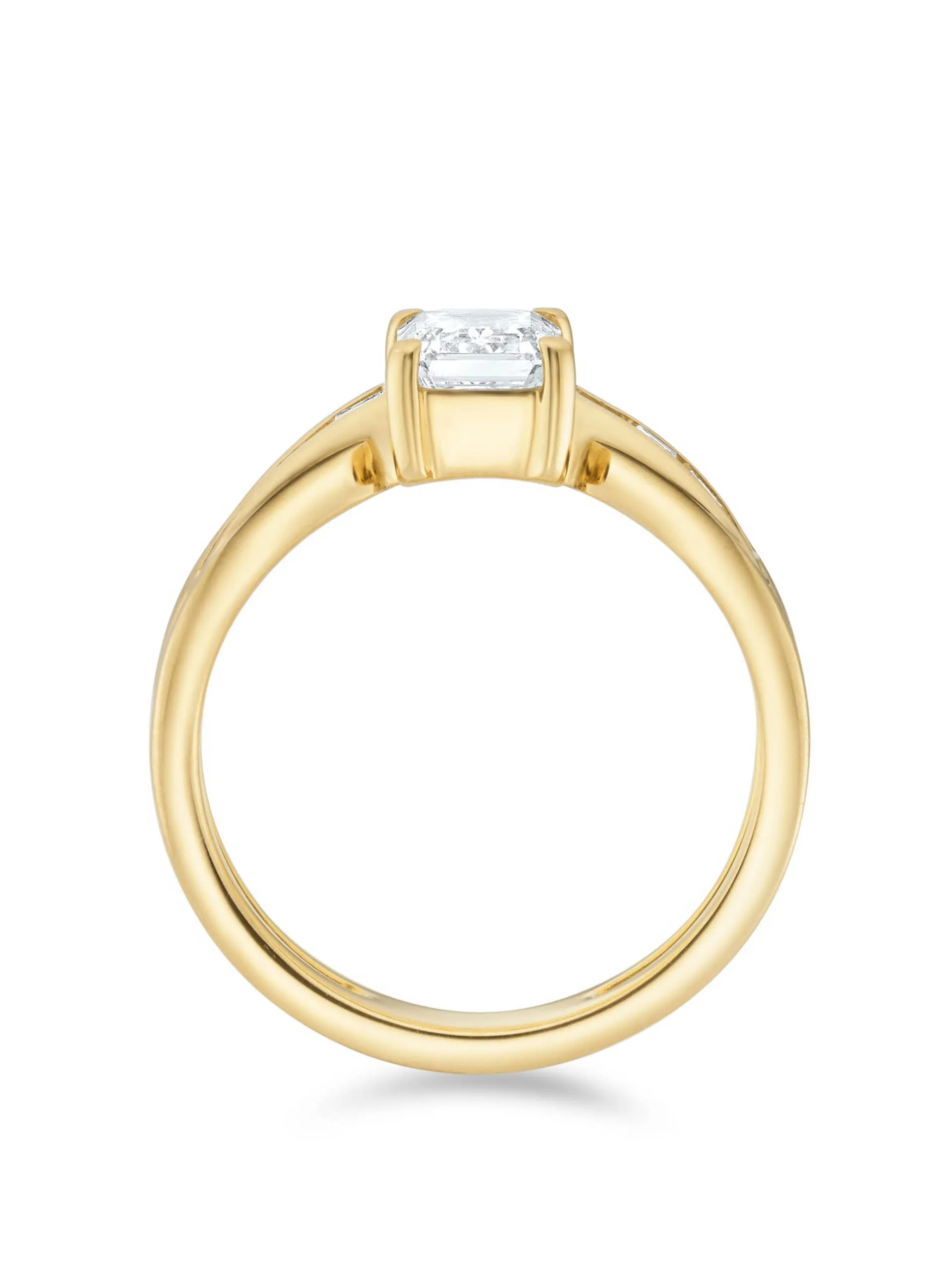 Emerald cut split band ring