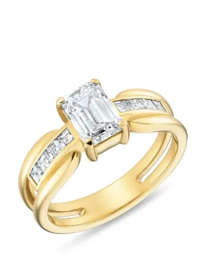 Emerald cut split band ring