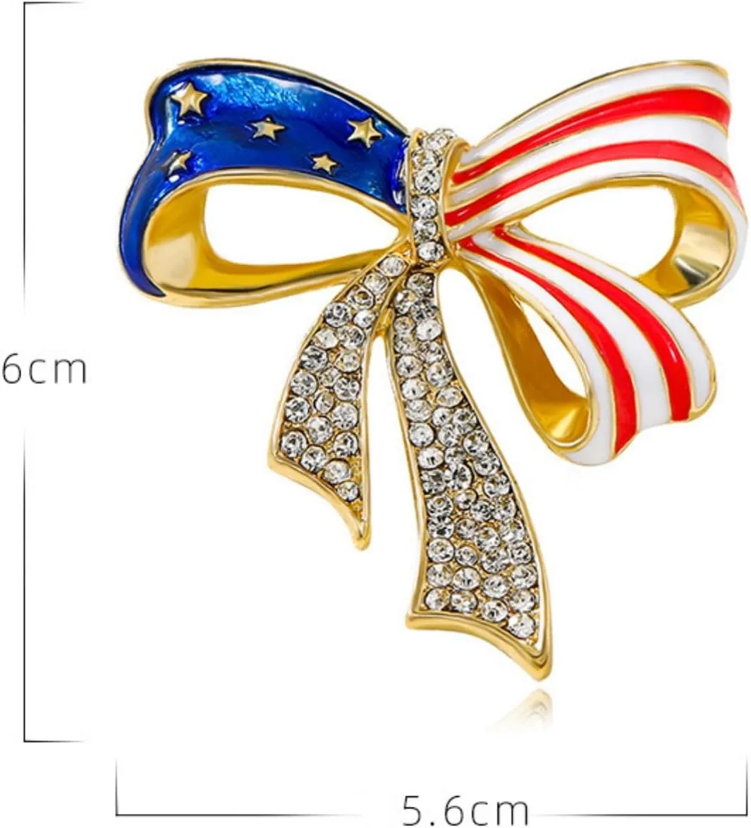 Enamel Brooch Pin For Women Men, Vintage American Flag Crystal Lapel Pin, Christmas Brooch Suit Dress Clips Accessory Gift