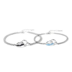 Engravable Ocean Mountain Bracelets Set for Couples