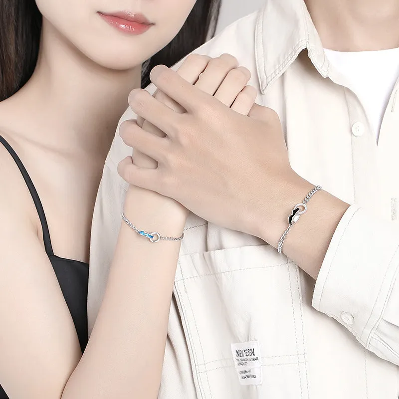 Engravable Ocean Mountain Bracelets Set for Couples