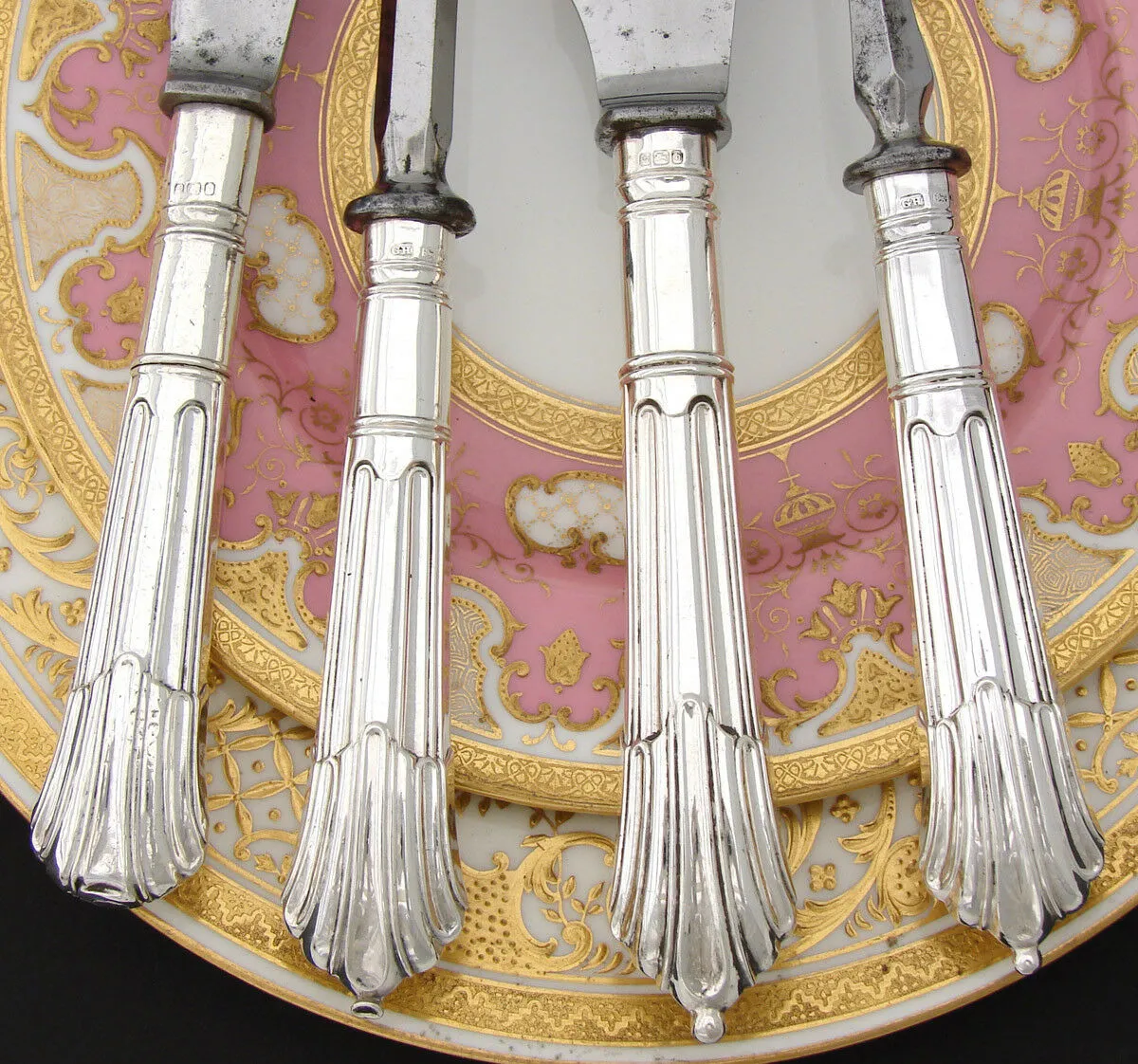 Fab Antique Mappin Brothers 5pc Sterling Silver Meat Carving Set, Original Box