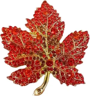 Fashion Crystal Brooch Leaf Flower Brooch Rhinestone Maple Leaf Brooches Thanksgiving Brooches and Pins for Women Fall Autumn Thanksgiving Party Brooch Jewelry
