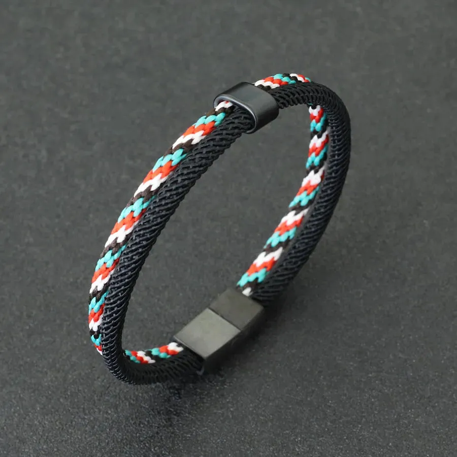 Fashion Mens Bracelet Bangle Black Stainless Steel Bohemia Style
