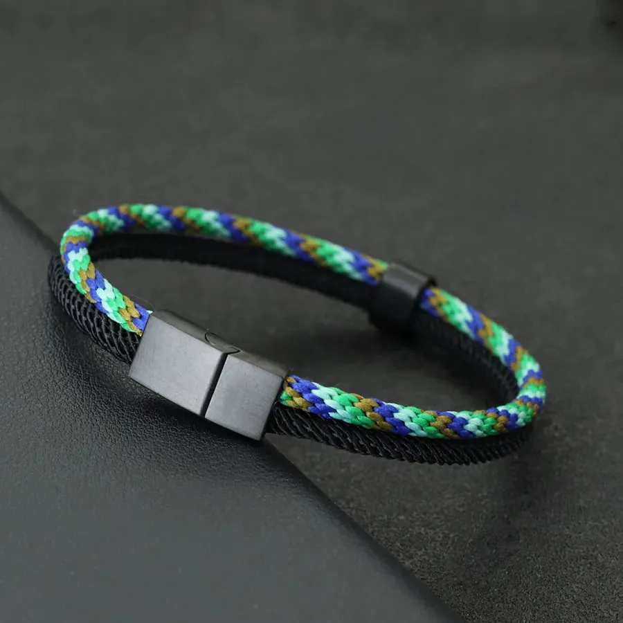Fashion Mens Bracelet Bangle Black Stainless Steel Bohemia Style