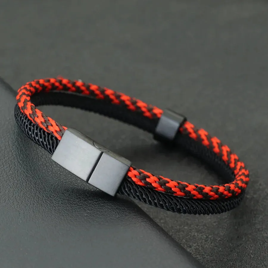 Fashion Mens Bracelet Bangle Black Stainless Steel Bohemia Style