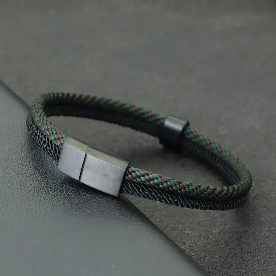Fashion Mens Bracelet Bangle Black Stainless Steel Bohemia Style