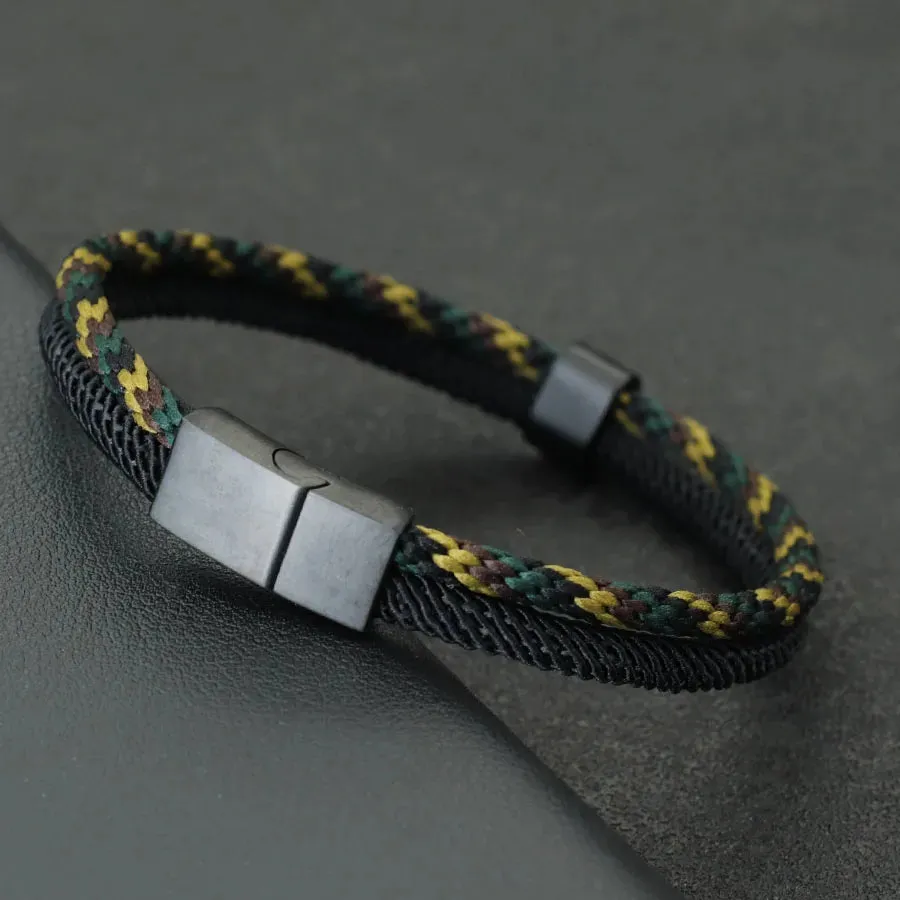 Fashion Mens Bracelet Bangle Black Stainless Steel Bohemia Style
