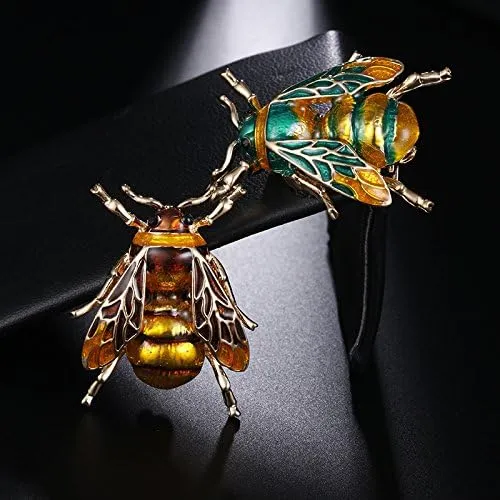 Fashion Natural Insect Animal Enamel Brooches Bee Bumble Bee Spider Alloy Pins Vintage Jewelry